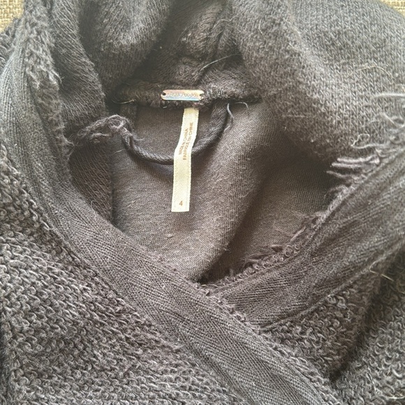 Free People Drape Front Coated Motorcycle Biker Jacket Black Women’s size 4 - Picture 7 of 16